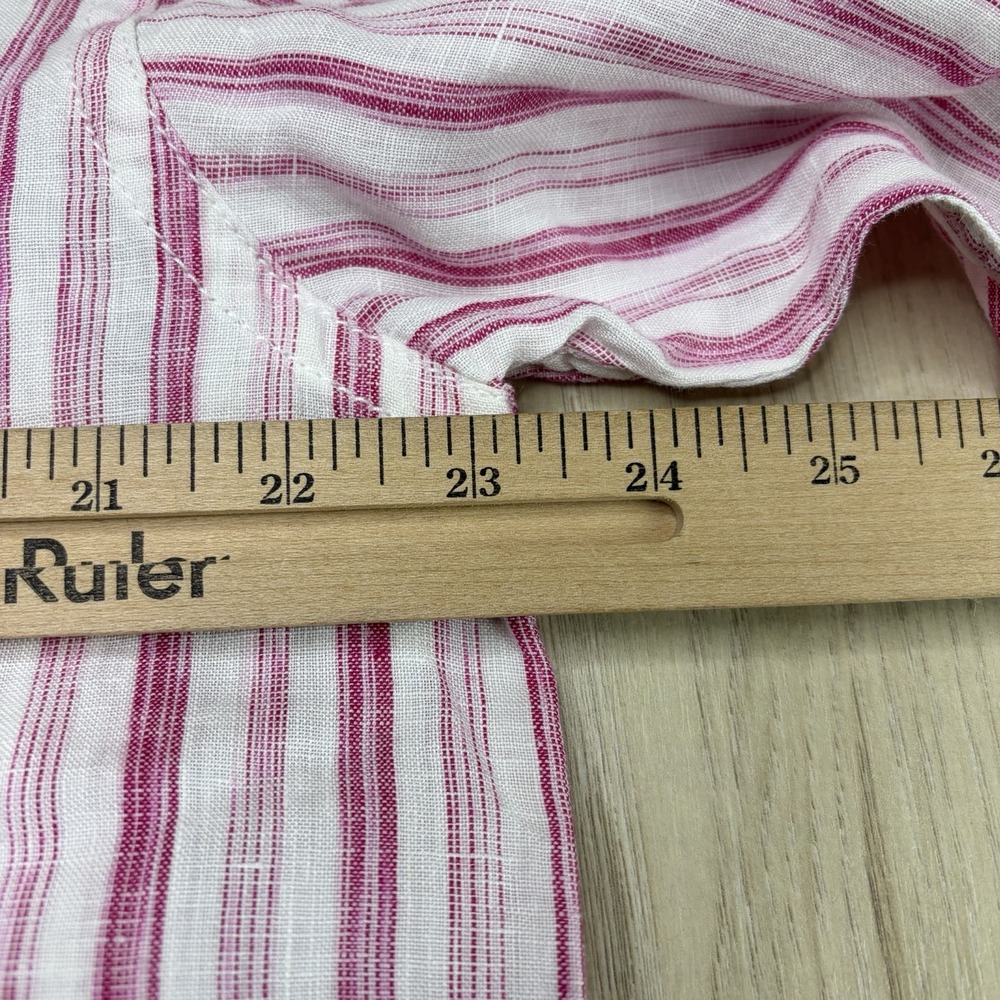 Tommy Bahama Mens 100% Linen Button Up Striped Shirt Large Long Sleeve Red White - Picture 10 of 14